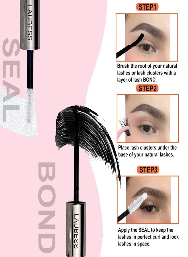 LAUBESS Lash Bond and Seal Lash Glue Waterproof LAUBESS 2-in-1 Cluster Lash Glue for Eyelash Clusters 72H 10ml (Black/Clear) - Image 4